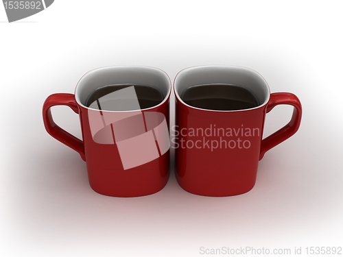 Image of Coffee love - two kissing cups