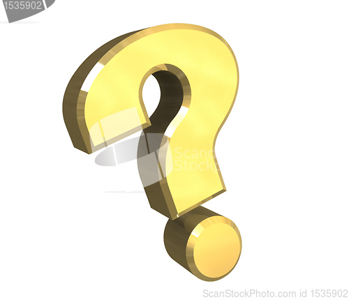 Image of question mark, help symbol in gold (3d) 