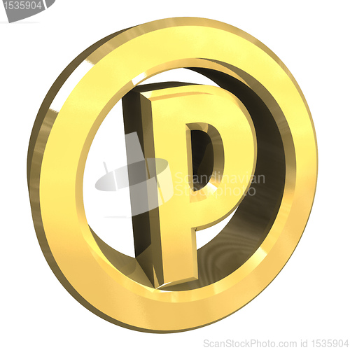 Image of parking symbol in gold (3d) 