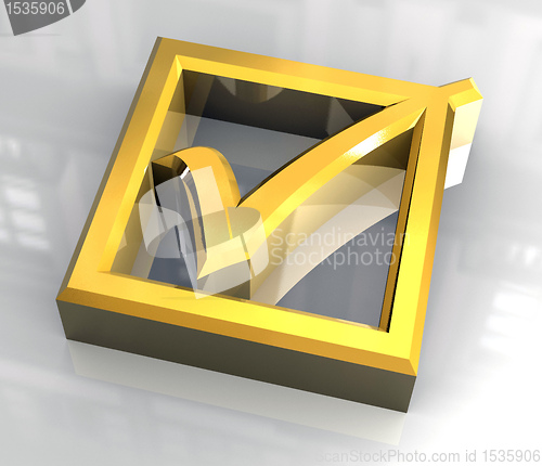 Image of ok tick in gold - 3D 