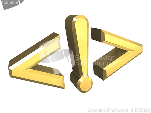 Image of Warning icon in gold 3D 