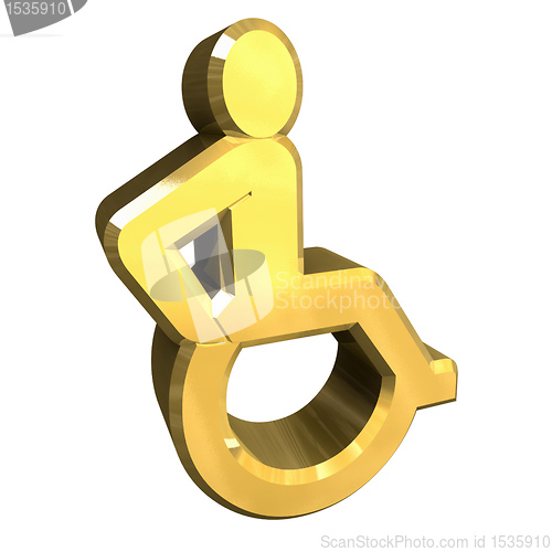 Image of Universal wheelchair symbol in gold (3d) 