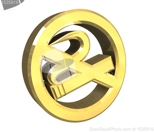 Image of No smoking icon symbol in gold (3D)