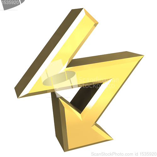 Image of arrow symbol in gold - 3D 