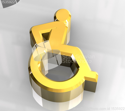 Image of Universal wheelchair symbol in gold (3d)