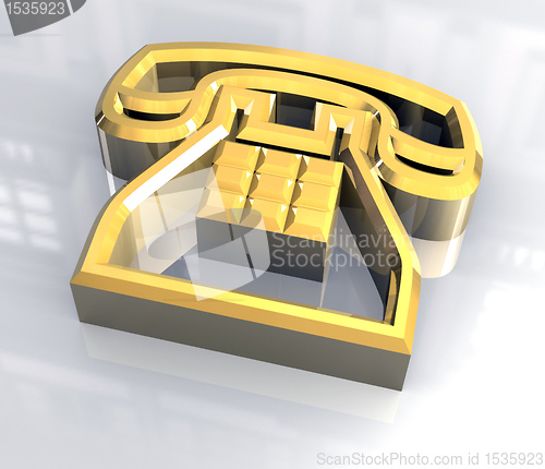 Image of phone symbol in gold - 3d 