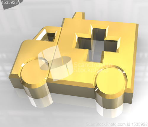 Image of ambulance symbol in gold - 3d