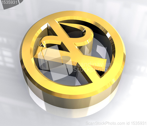 Image of No smoking icon symbol in gold (3D)