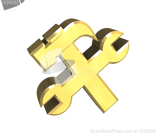 Image of industrial working symbol in gold (3d)