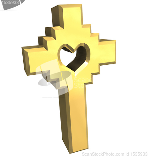 Image of cross in gold - 3D 