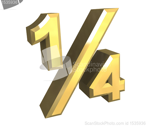 Image of 1/4 one quarter in gold - 3D