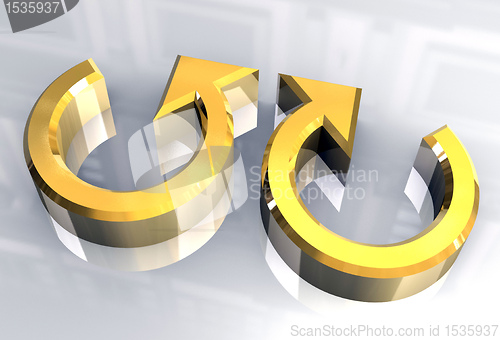 Image of arrows symbol in gold - 3D 