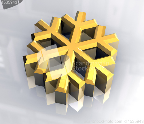 Image of 3D Snowflake in gold 