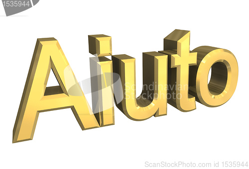 Image of Aiuto (italian word for help) in gold - 3D 