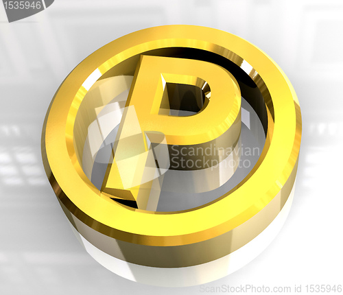 Image of parking symbol in gold (3d) 