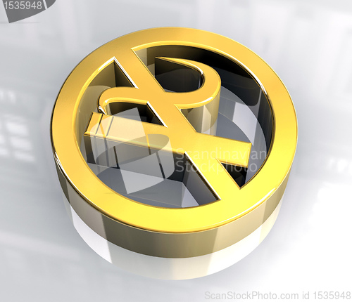 Image of No smoking icon symbol in gold (3D)