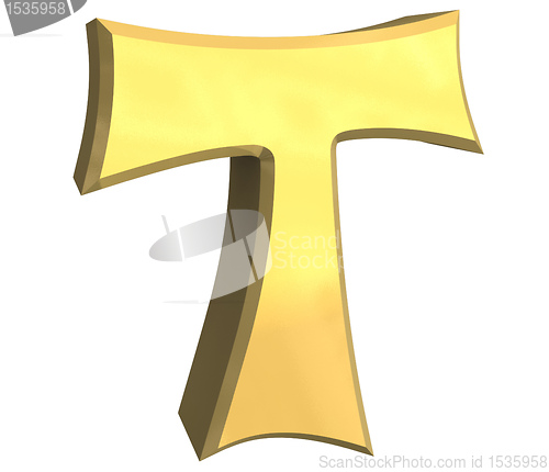 Image of tau cross in gold - 3D 