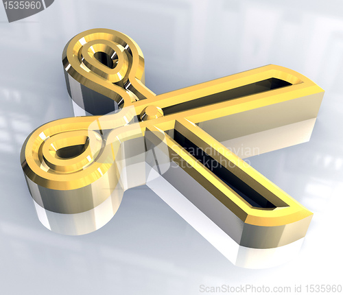 Image of Scissor in gold background 3d 
