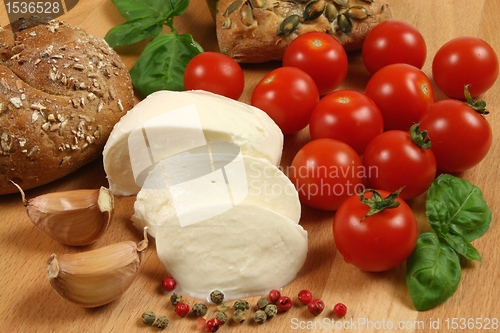 Image of Tomatoes, cheese, bread
