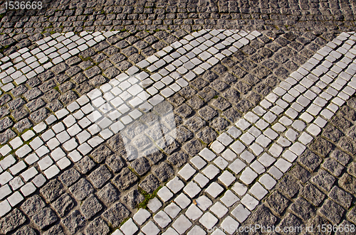 Image of Path paved small stone architecture backdrop floor 