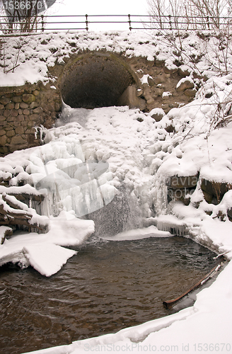 Image of Stream water flow arch waterfall ice frozen winter 