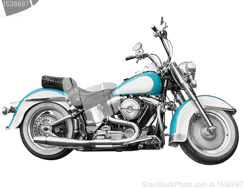 Image of Vintage motorcycle - chopper on white