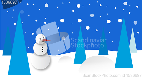 Image of Winter scenery with snowman