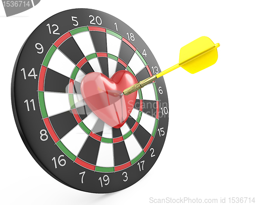 Image of Dart hit the heart in the center of datrboad