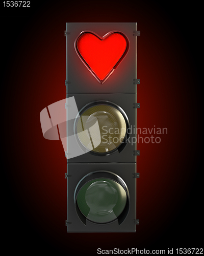 Image of Traffic light with heart shaped red lamp