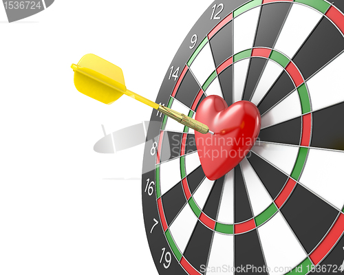 Image of Dart hit the heart in the center of datrboad, version without bl