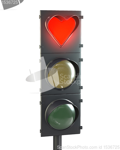 Image of Traffic light with heart shaped red lamp