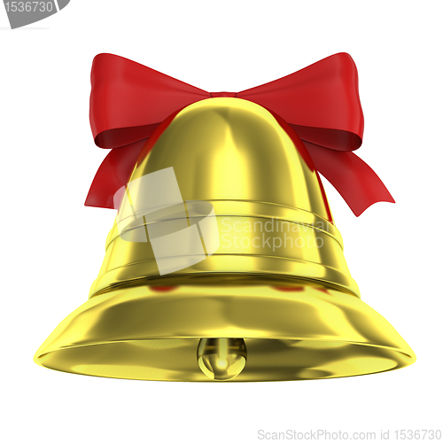 Image of Christmas bell with red ribbon