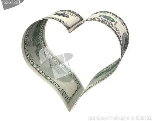 Image of Heart made of two dollar papers