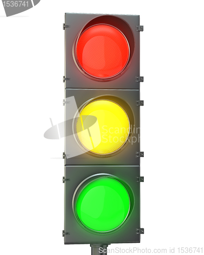 Image of Traffic light with red, yellow and green lights