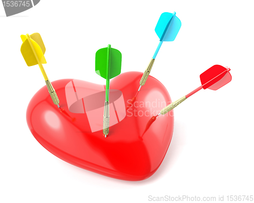 Image of A lot of darts hit red heart