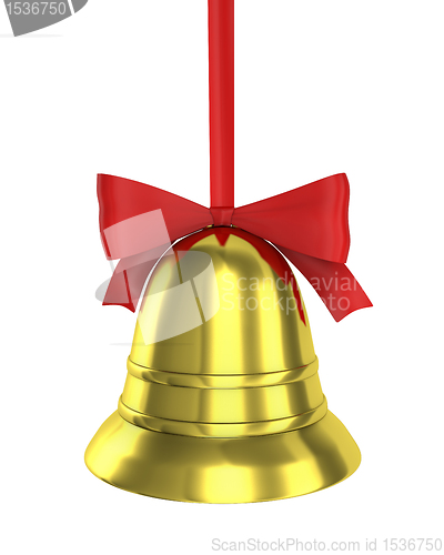Image of Christmas bell with red ribbon 