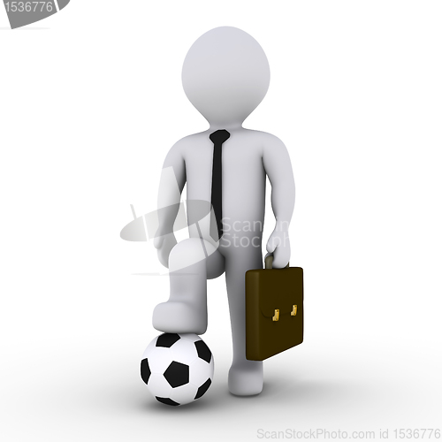 Image of Businessman ready to play soccer