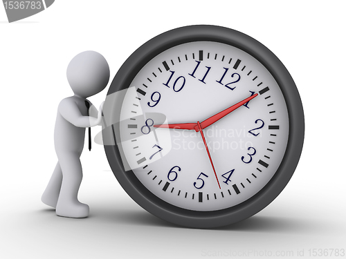 Image of Man pushing clock