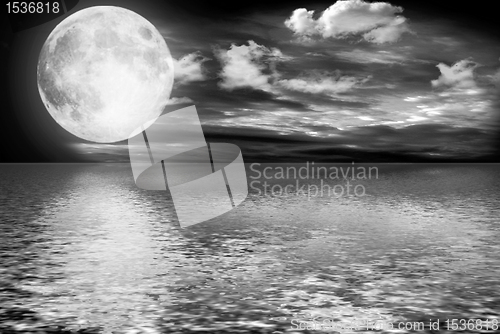 Image of Full moon reflected in water