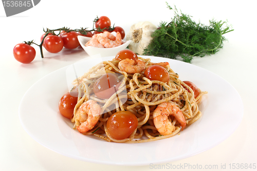 Image of Spaghetti with shrimp and dill