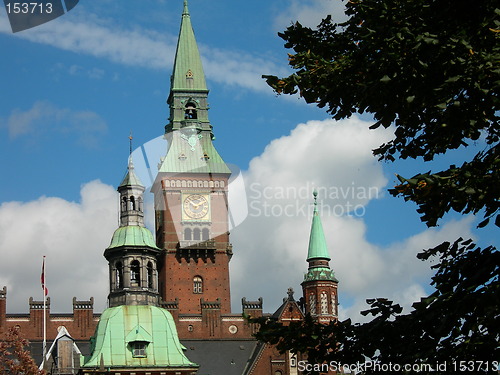 Image of Copenhagen City Hall seen from Tivoli  gardens.