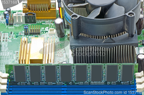 Image of computer motherboard random access memory