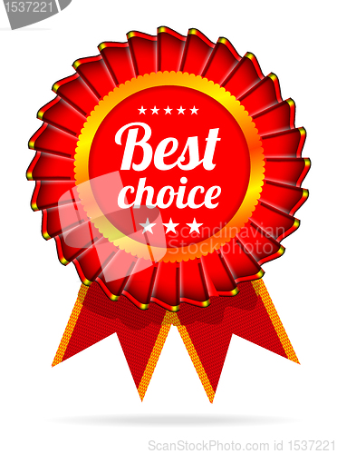 Image of Best choice red label with ribbons