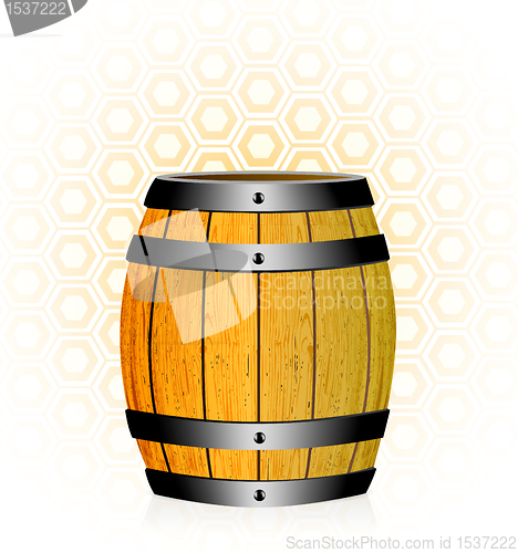 Image of wooden barrel with honey