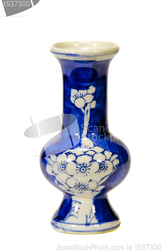 Image of Small chinese blue white vase isolated on white 