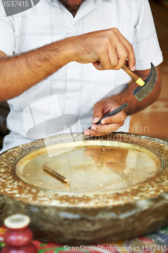 Image of calker handwork of brass plate