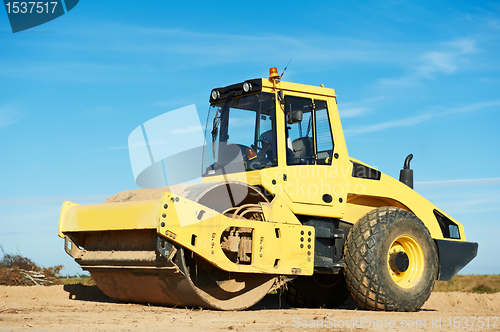 Image of Compactor at road compaction works