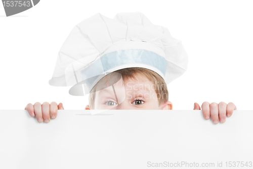 Image of chef boy with blank billboard