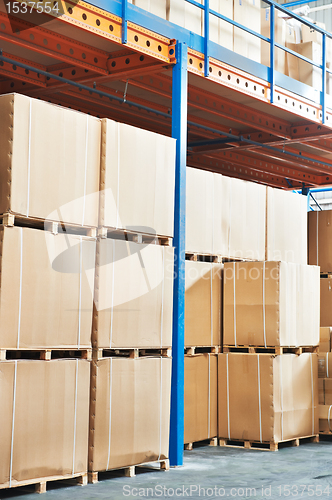 Image of warehouse cardboard boxes arrangement indoors