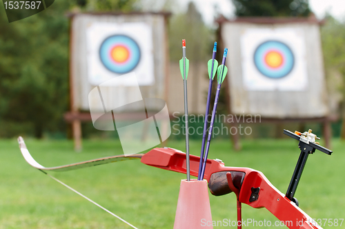 Image of Archery equipment - bow arrows target